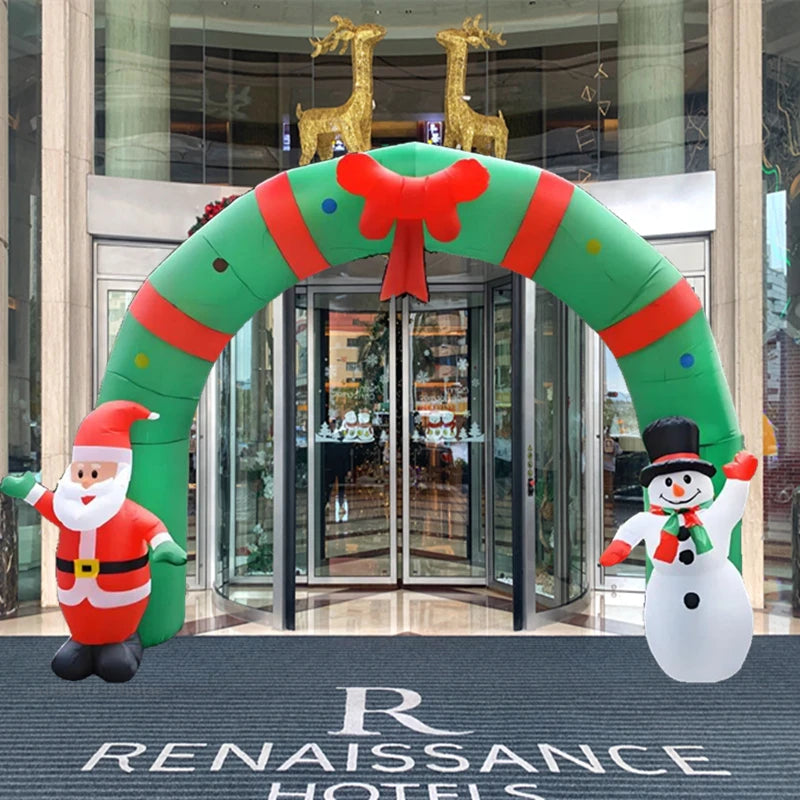 3.1M inflatable toy arch Santa Claus and snowman LED lights indoor and outdoor Christmas decoration party garden props