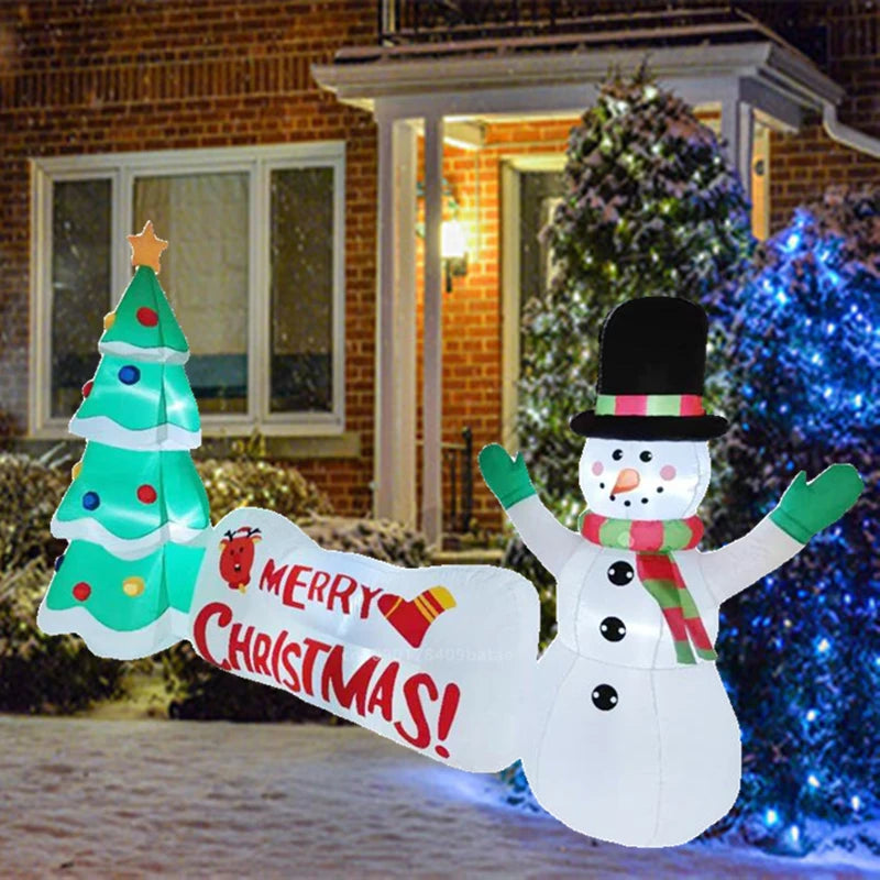 3M inflatable snowman Christmas tree Christmas Merry banner with built-in LED for outdoor yard decoration during Christmas