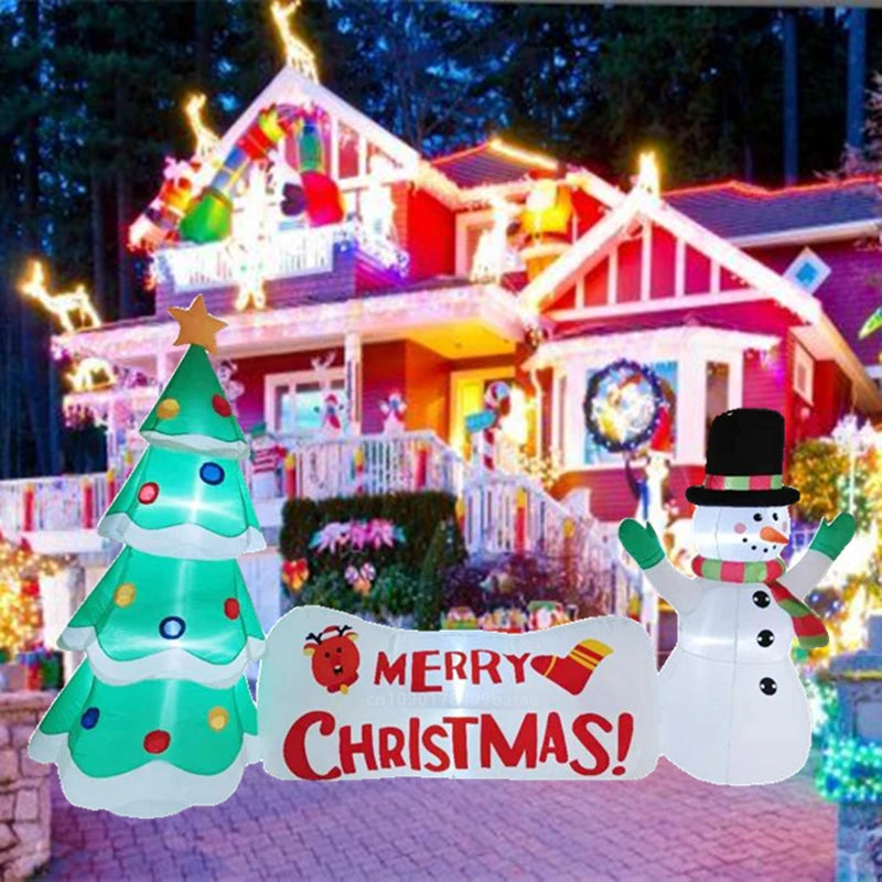 3M inflatable snowman Christmas tree Christmas Merry banner with built-in LED for outdoor yard decoration during Christmas