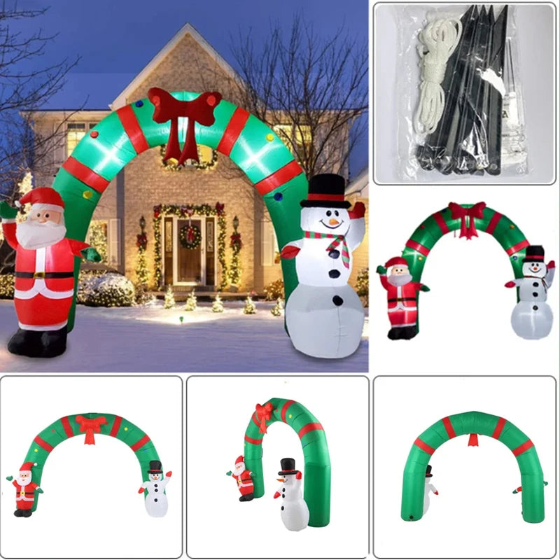 3.1M inflatable toy arch Santa Claus and snowman LED lights indoor and outdoor Christmas decoration party garden props