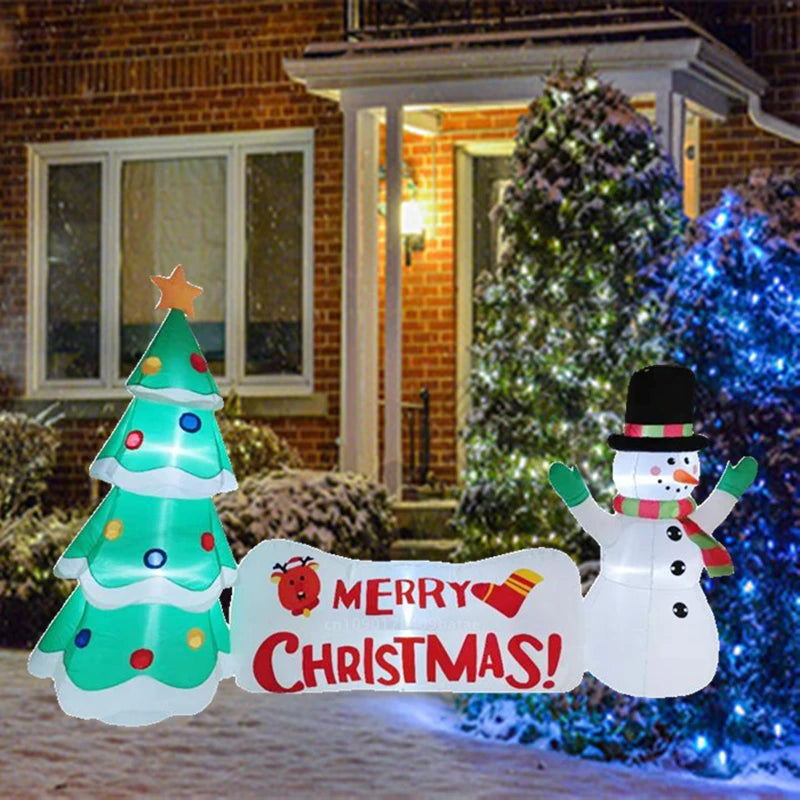3M inflatable snowman Christmas tree Christmas Merry banner with built-in LED for outdoor yard decoration during Christmas