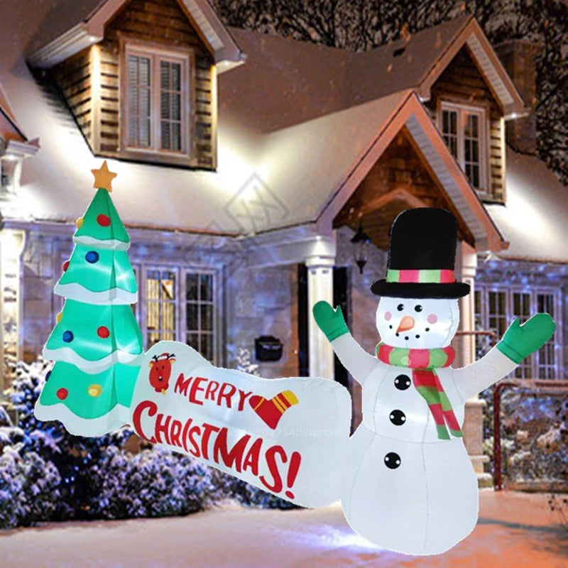 3M inflatable snowman Christmas tree Christmas Merry banner with built-in LED for outdoor yard decoration during Christmas