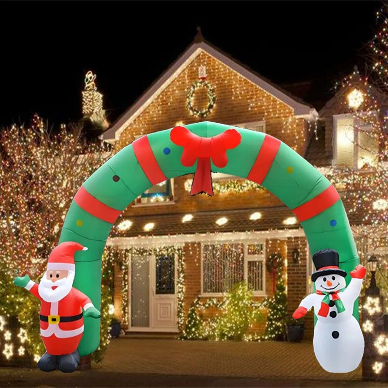 3.1M inflatable toy arch Santa Claus and snowman LED lights indoor and outdoor Christmas decoration party garden props